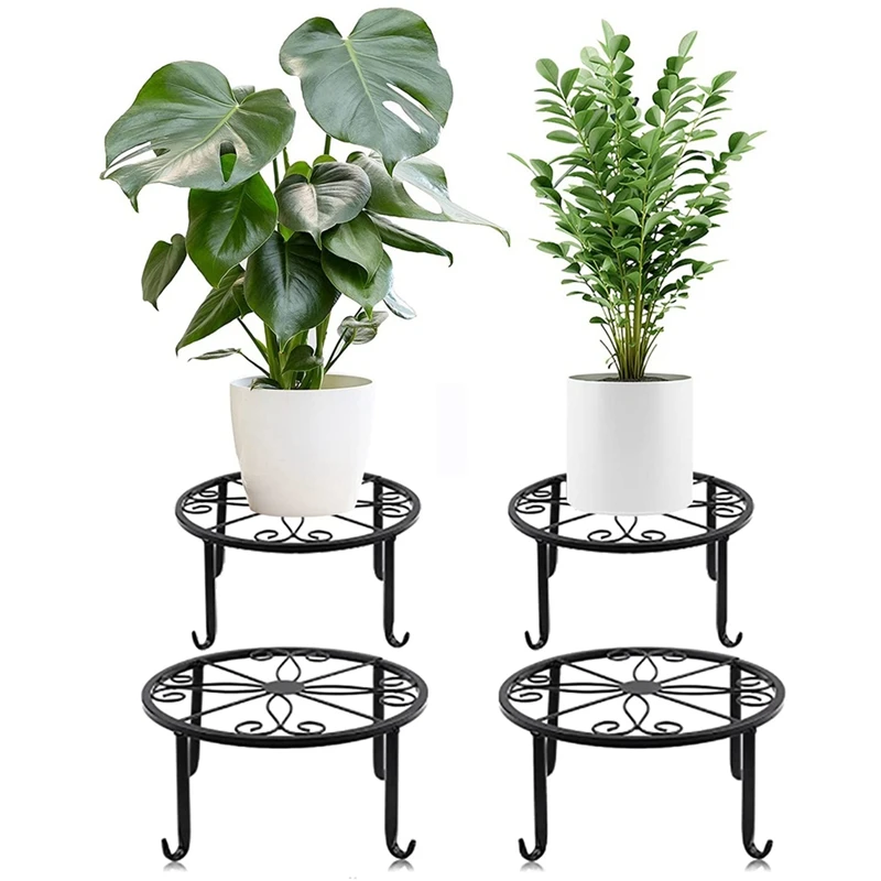 

4Pack Plant Stand Outdoor, Sturdy Durable Metal Plant Stand-No Assemble Outdoor Plant Stands For Patio, Deck,Porch Black