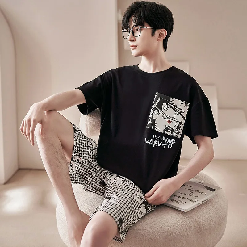 

For Men Male Loungewear Hatake Summer Clothes Kakashi Suits Anime Home Pijama Cotton Pajamas Casual Sleeve Short Sleepwear