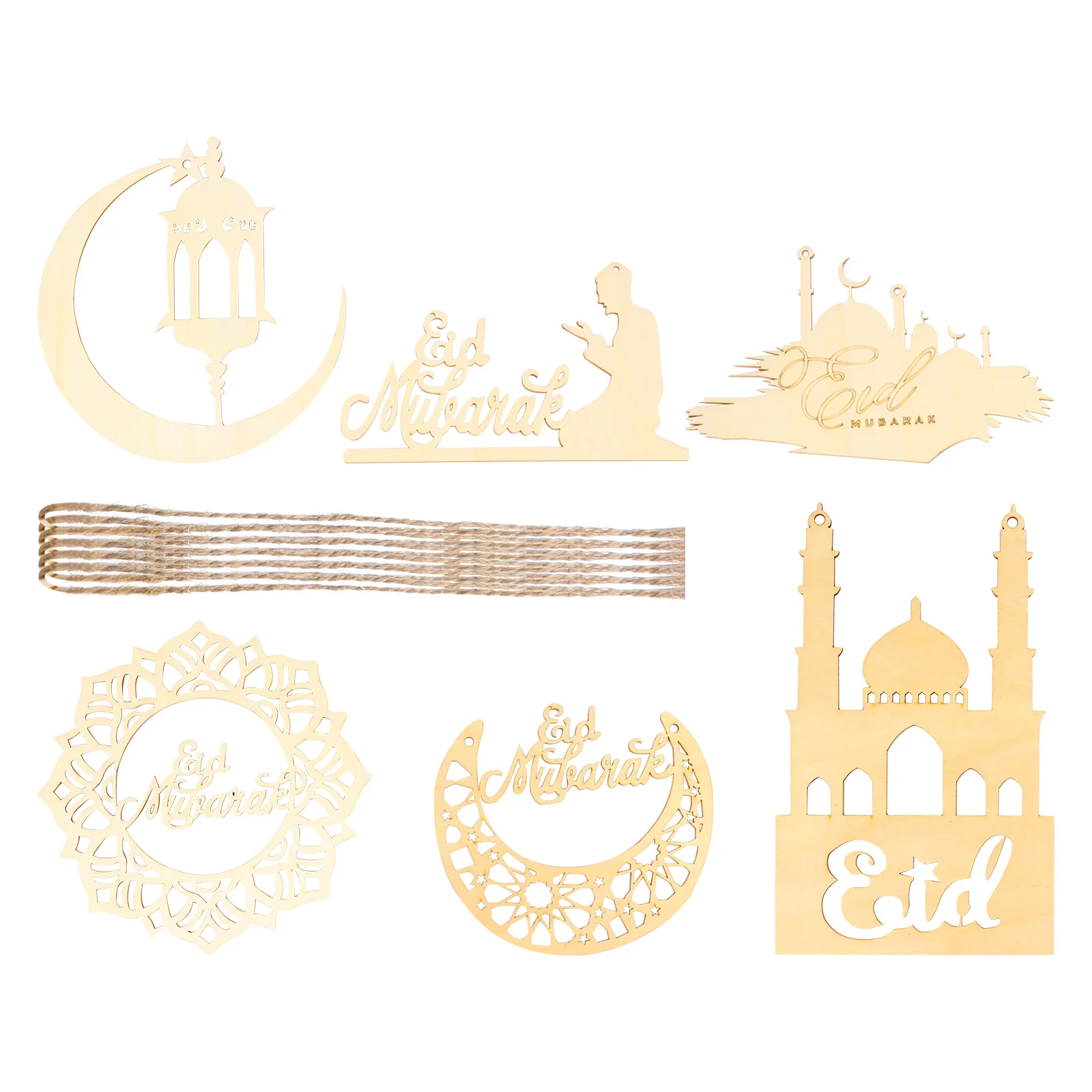

6 Pcs 1 Set Decorative Door Pendants Festive Wooden Decorations (Wood Color)