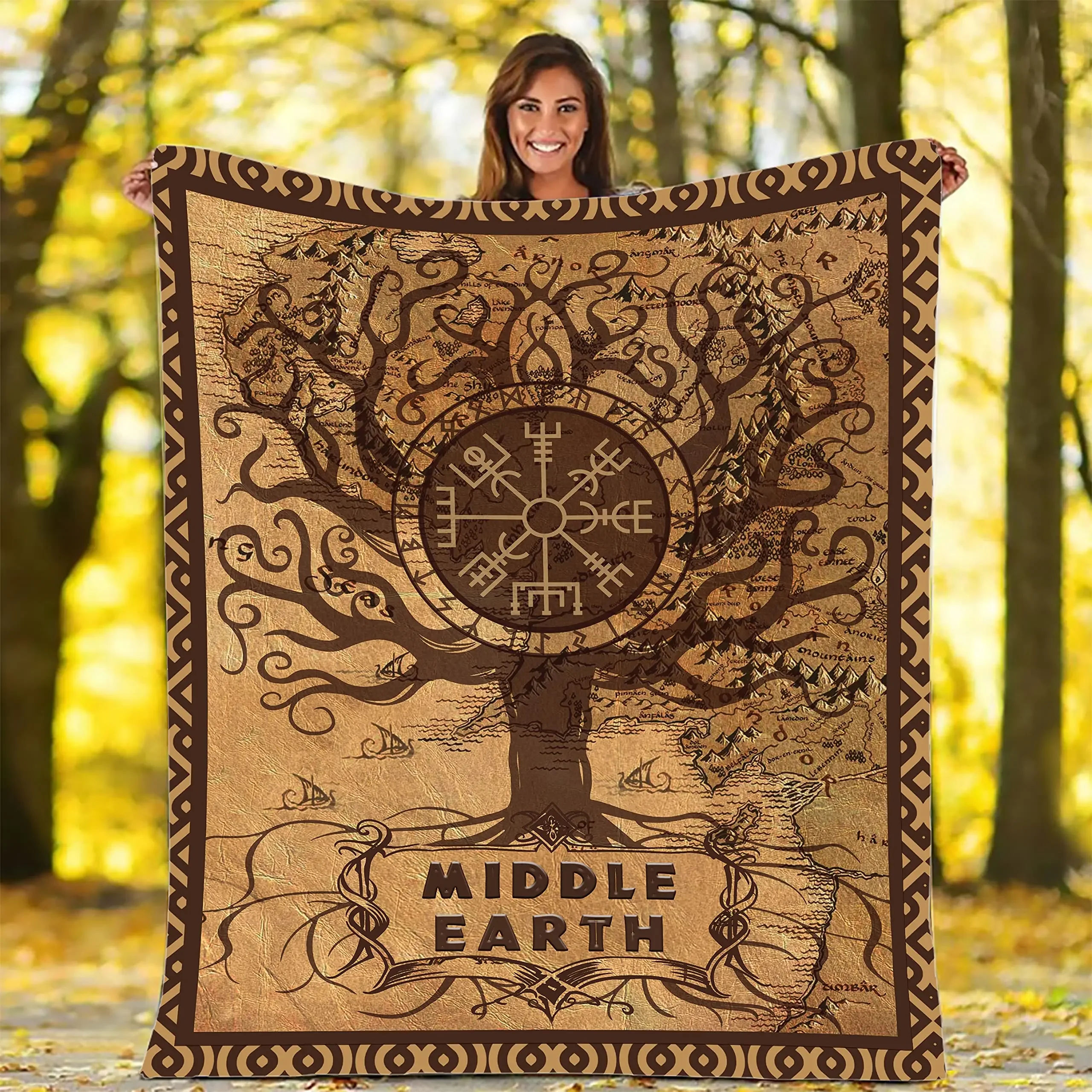 Ультратонкое флисовое одеяло из бочонка с картой ближней земли легкое