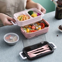 304 stainless steel lunch box bento box for school kids office food storage box worker 2layers microwae heating lunch container
