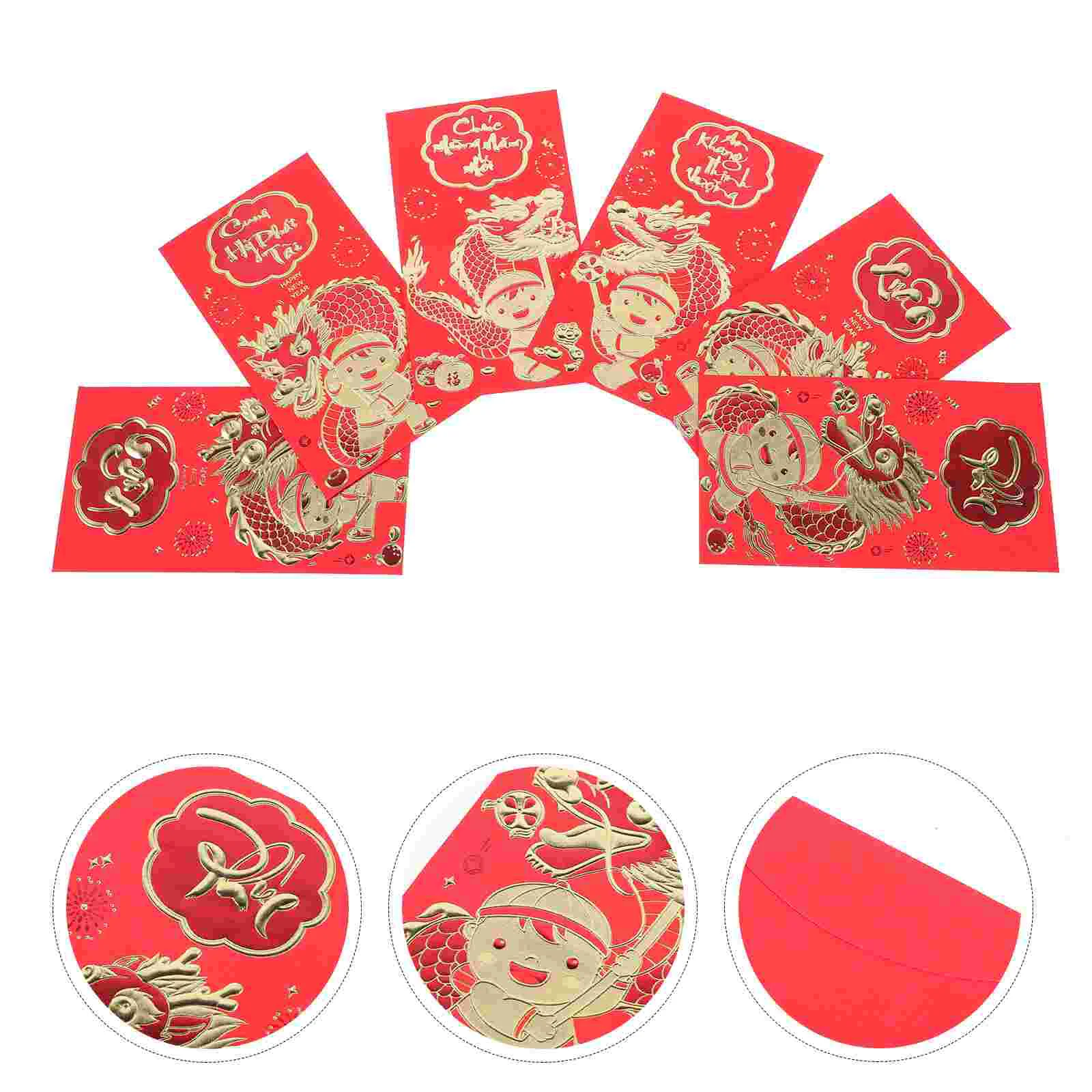 

6 Pcs Chinese Red Envelope The Gift New Year's Bag Lunar Bags Envelopes Paper Gifts