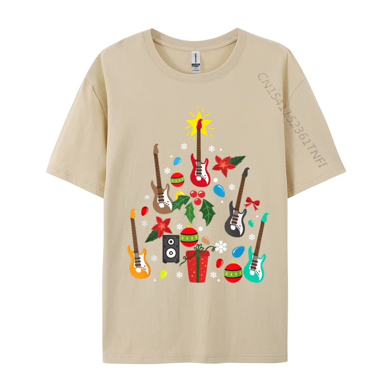 Bass Guitar Christmas Tree Player Musician Pajamas T-Shirt Graphic Print Tops Men Hip Hop Tee Clothes T Shirt