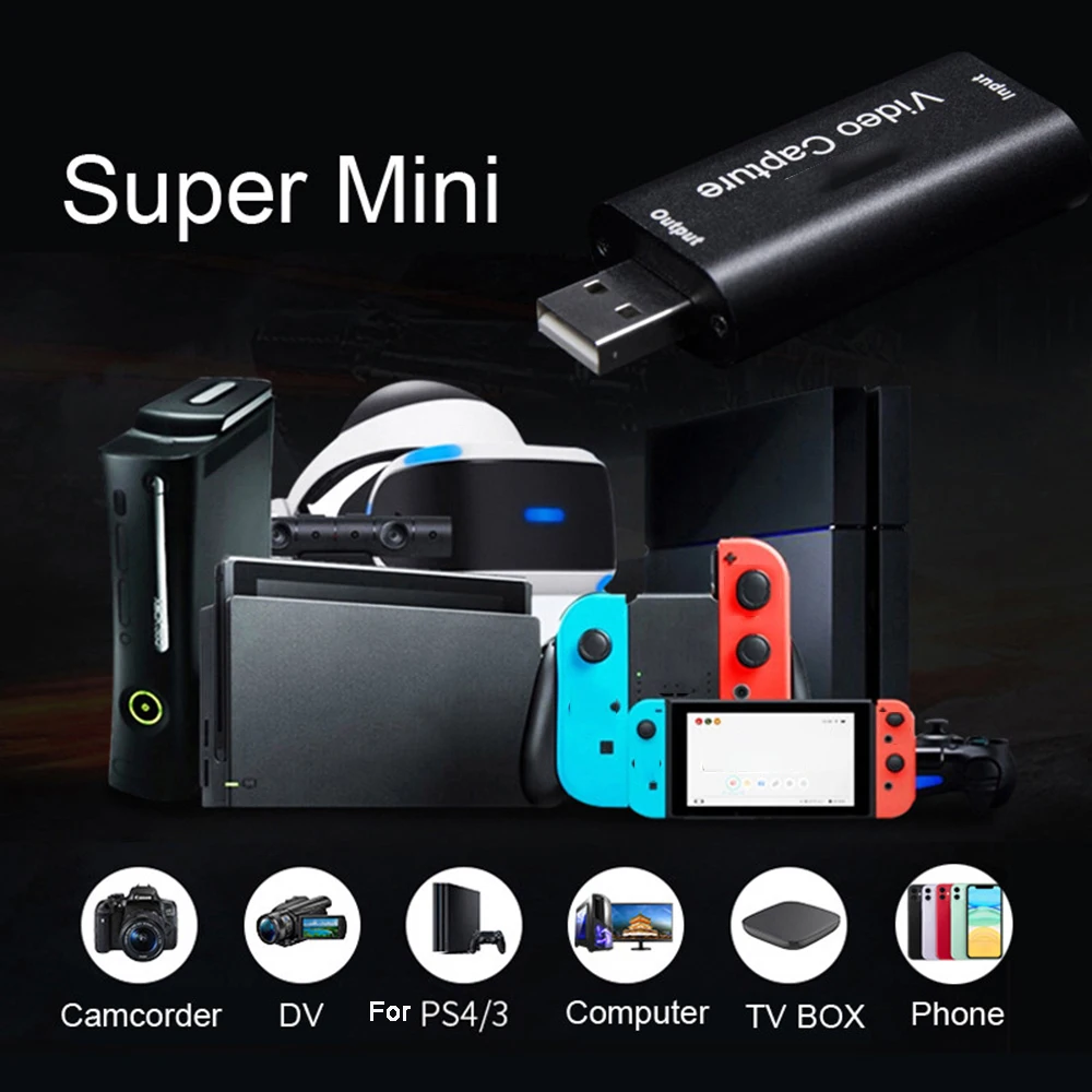 Mini HD 1080P HDMI-совместим с USB 2 0 Карта видеозахвата коробка для записи игр Youtube OBS