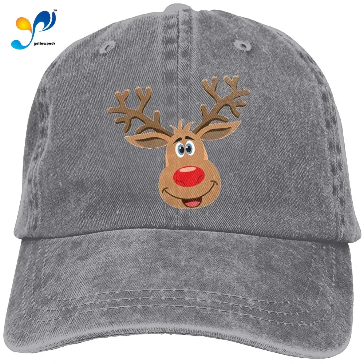 

YISHOW Men&Women Christmas Reindeer Vintage Washed Dyed Cotton Solid Color Baseball Cap One Size
