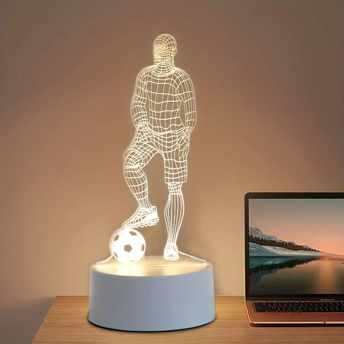 1PC Football Player Shaped Table Lamp with 3D Acrylic Board USB Interface Indoor Night Light Bedroom Bedside Decoration |