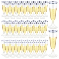 56pcs plastic champagne flutes with silver rimdisposable toasting glasses 5 oz cocktail cups plastic cups for wedding party