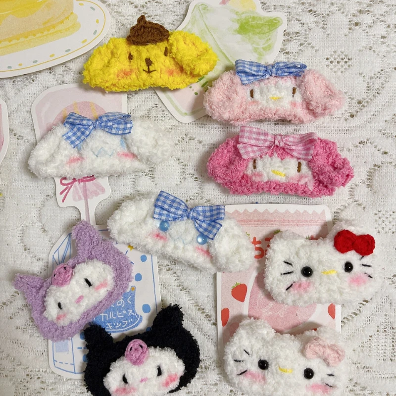 

Handmade Plush CinnamorollMymelodyKuromi Sanrio Cartoon Anime Peripheral Hairpin Cute Loli Children Bb Clip Girlfriend Gift