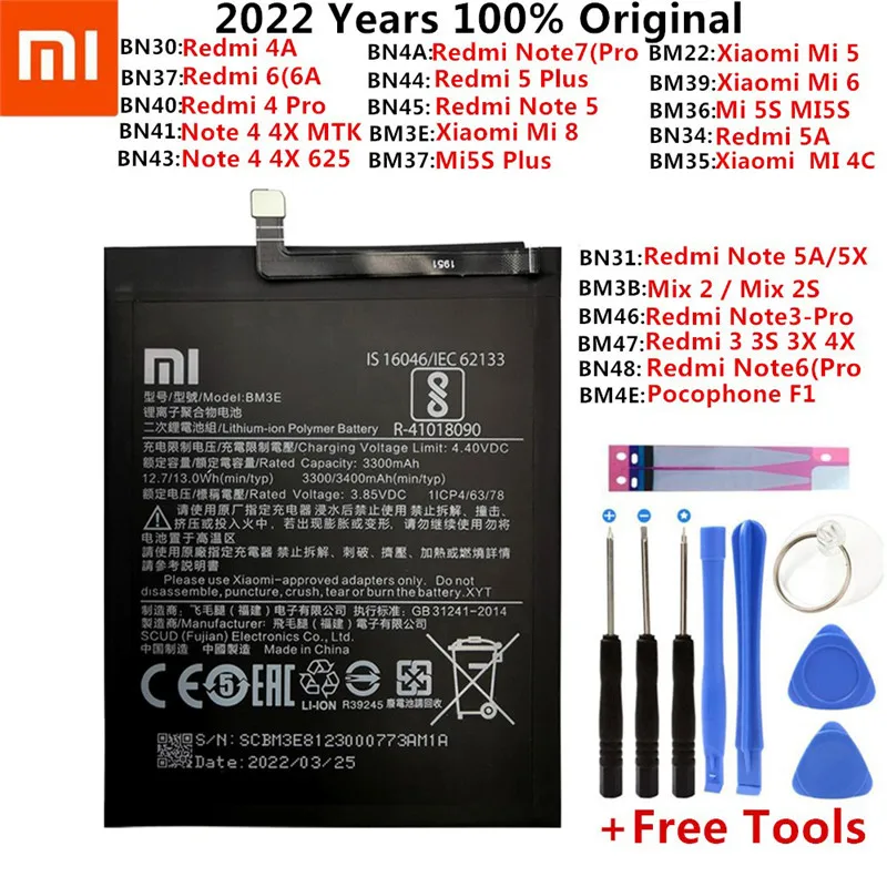 xiao mi original phone battery for xiaomi redmi note 3 3s 3x 4x 4a 5 plus 3 4 5 5a 6a 6 7 pro mi5 mi 8 4c 5x mi6 mix2 batteries free global shipping