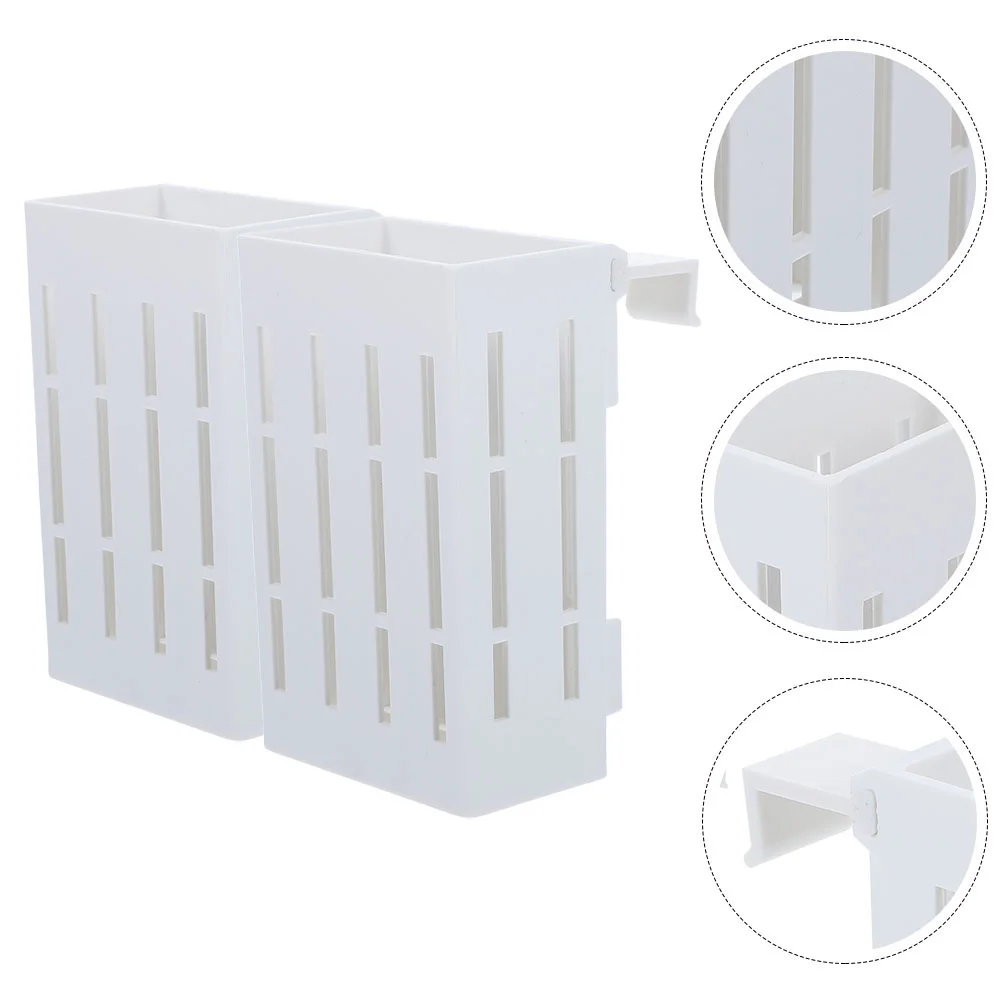 

2 Pcs Plastic Pots Bracket Hanging Aquarium Plants Aquatic Fish Tank Water Basin Holder White