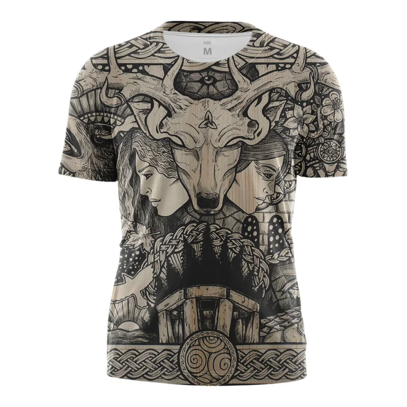 Купи Viking Totem Art 3d Print T Shirts Men Short Sleeve Tshirt Mens Tees O Neck Tops Casual Summer T-Shirt за 54 рублей в магазине AliExpress