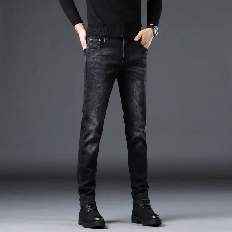 Осенне-зимние утягивающие прямые мужские джинсы Blackslims новинка 2023 обтягивающие