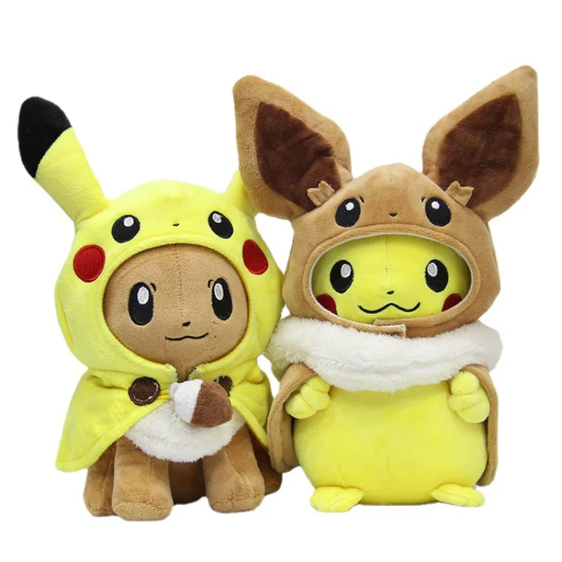 Pokemon Pikachu Cosplay Eeveelutions Plush 30cm Stuffed Dolls Eevee Cos Pika Cape Doll Toy Plushie Kids Chirstmas Gift images - 6