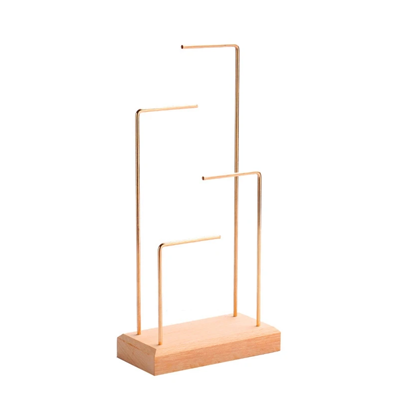 

Ring Display Holder Pendant Earrings Display Stand Metal Stick Solid Wood Jewelry Display Stand