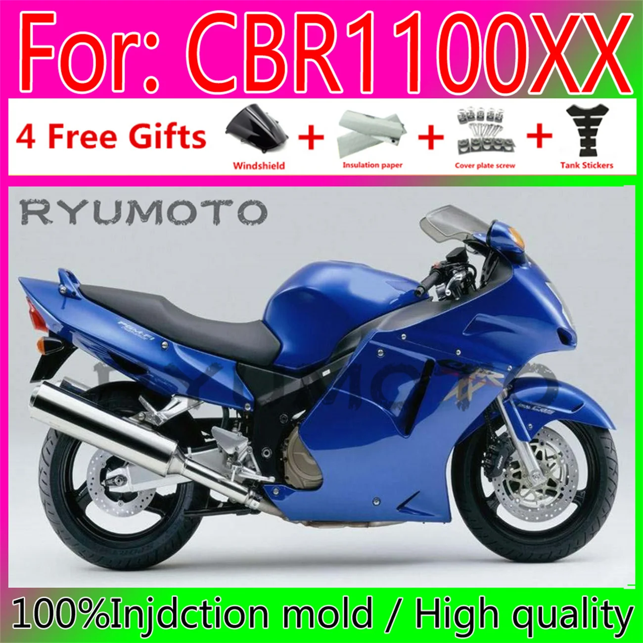 

NEW Motorcycle Fairings for Honda Cbr1100XX CBR 1100 XX 1998 CBR1100 Bodywork 1996 - 2005 BLACKBIRD 1998 full fairing