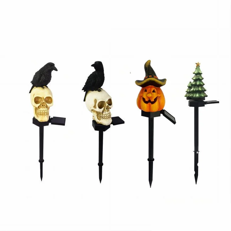 

Светодиодные светильники-скелеты, ворона, тыква, на солнечной батарее, украшение для Хэллоуина, для дома, светодиодная лампа дневного света, водонепроницаемый садовый декор