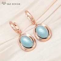 sz design new elegant egg shape simulated pearl dangle earrings for women wedding jewelry fashion cubic zirconia eardrop