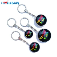 wholesale custom logo pendants personalized photo crystal keychain diy double side key ring favorite gift souvenir free sample