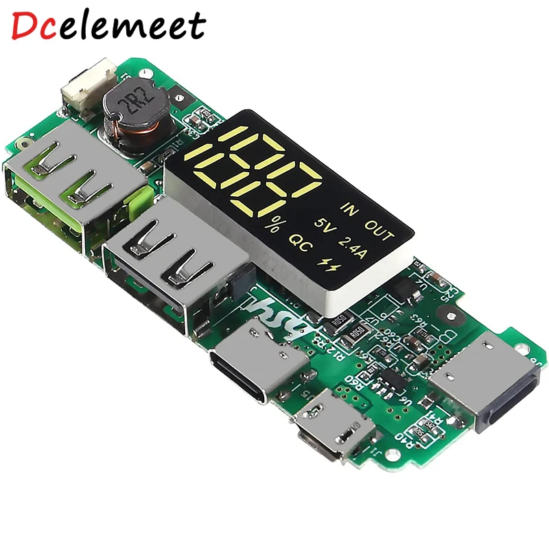 

LED Dual USB 5V 2.4A Micro/Type-C USB Mobile Power Bank 18650 Charging Module Lithium Battery Charger Board Circuit Protection