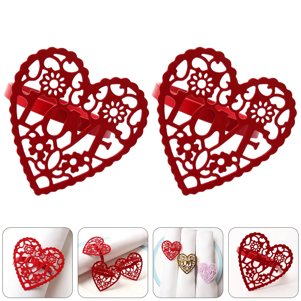

2 Pcs Napkin Buckles Heart Design Napkin Rings Decorative Wedding Napkin Clasps