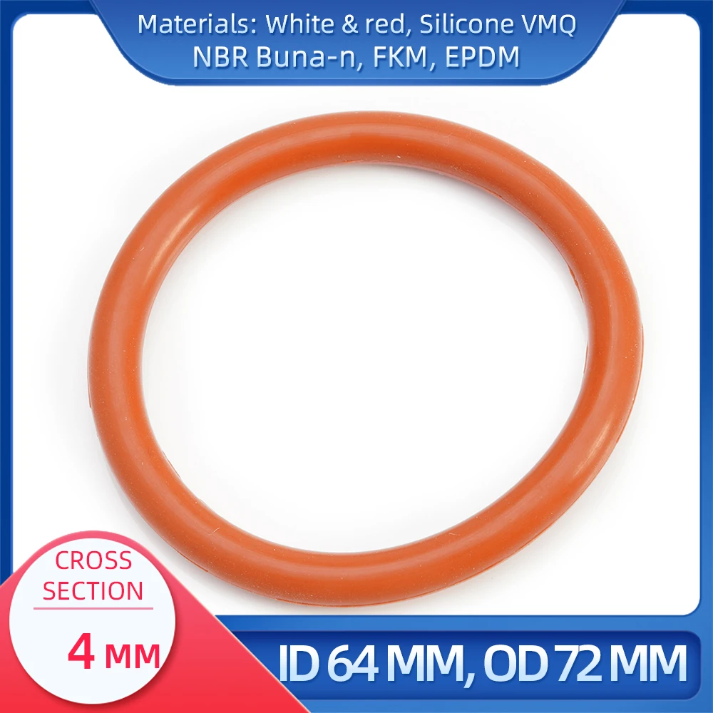 O Ring CS 4 mm ID 64 mm OD 72 mm Material With Silicone VMQ NBR FKM EPDM ORing Seal Gask