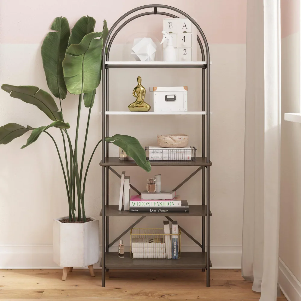 

Bookcases Vivinne 5 Shelf Bookcase, Gray Oak Living Room Cabinets
