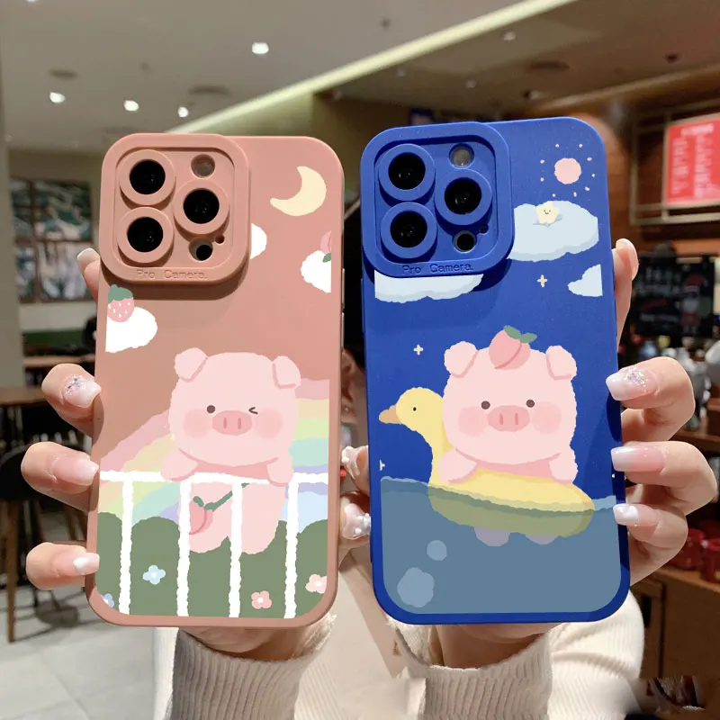 

Cute Naughty Pink Pig Cartoon Phone Case For iPhone 7 8 14 Plus SE2 14 11 13 12 Pro Max For iPhone X XS XR Soft Silicone Covers