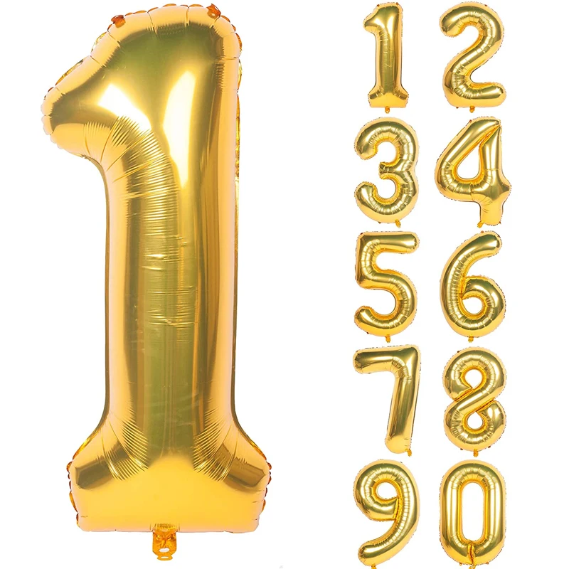 

40 Inch Gold Digit Helium Foil Birthday Party Number Balloon Gold Party Decorations Wedding Balloon Dropshipping