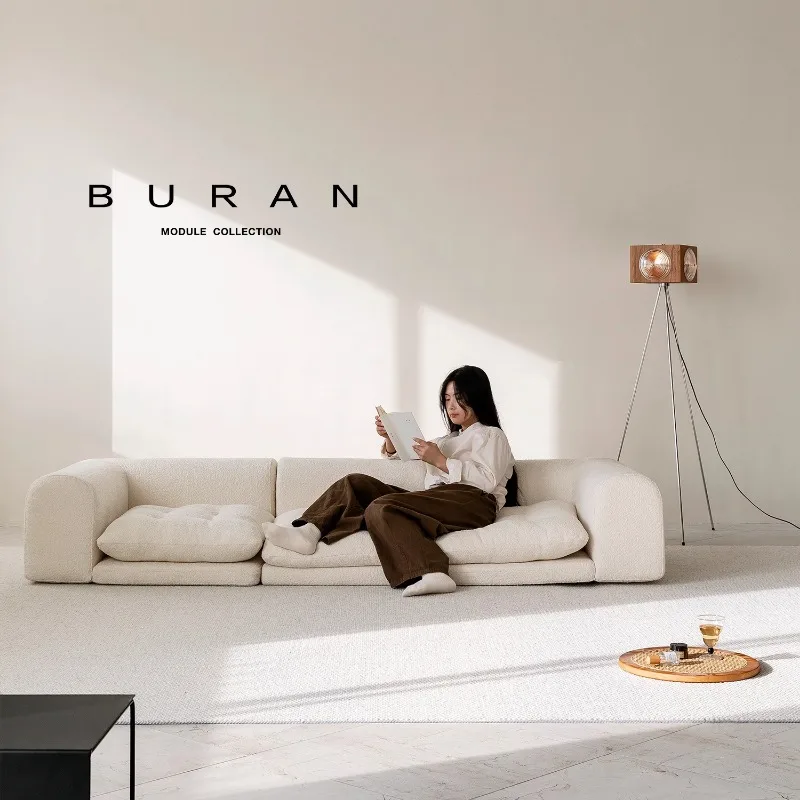 Минималистичный диван для гостиной из белой ткани супермягкий и удобный ленивый