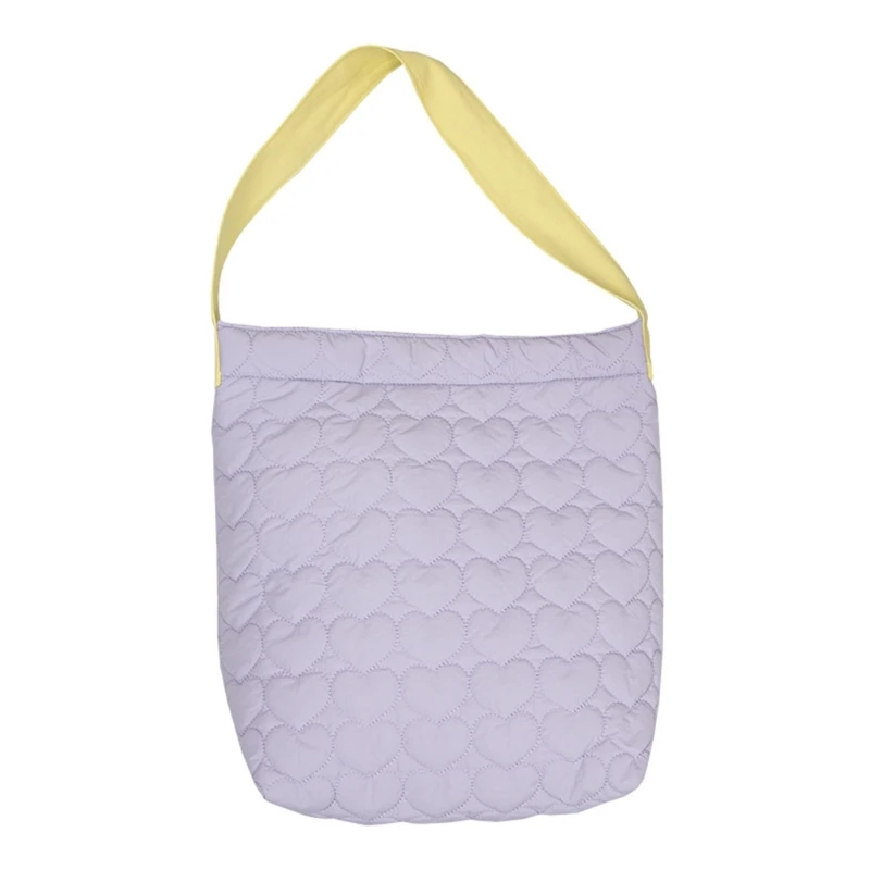 

Quilted Shoulder Bags Large Capacity School Bags Tote Bags Heart Embroidery Thread Handbag Versatile Trendy Bag
