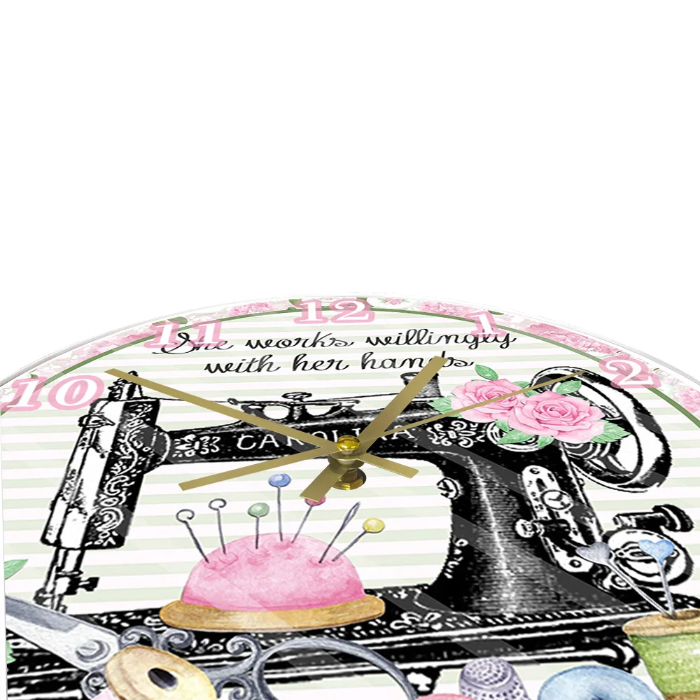 Светящиеся Настенные часы для швейной машины украшение комнаты игла квилтинга