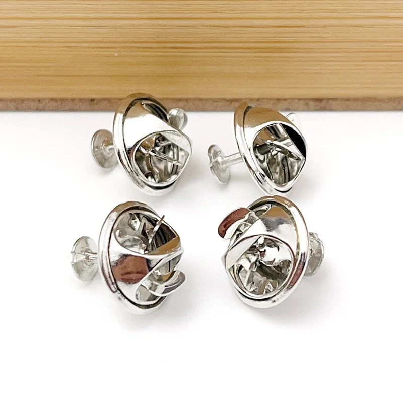 120Pcs Copper Flat Head Needle Butterfly Cap Buckle Small Brooches Pin Base Horse Needle Stand Badge Medal Back Buckle Wholesale