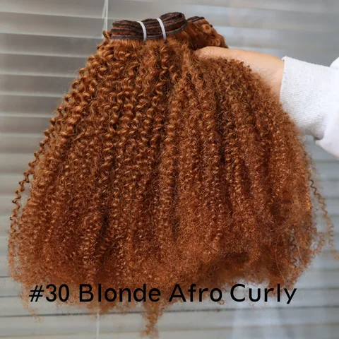 LAliExpress Virgin Remy Индийский человеческий коричневый блондин афро странные вьющиеся волосы уток плетение # 2, # 4 и # 30-цветный пучок волос с кудрями