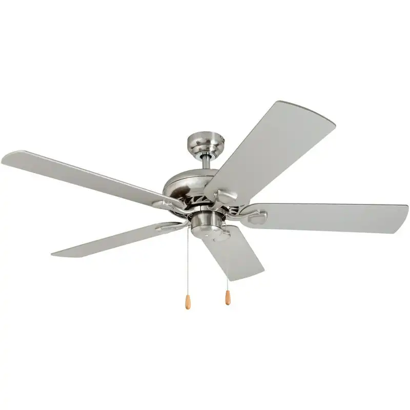 

Edith Traditional 52-Inch Brushed Nickel Indoor Ceiling Fan, Chilled Gray / Chocolate Maple Blades