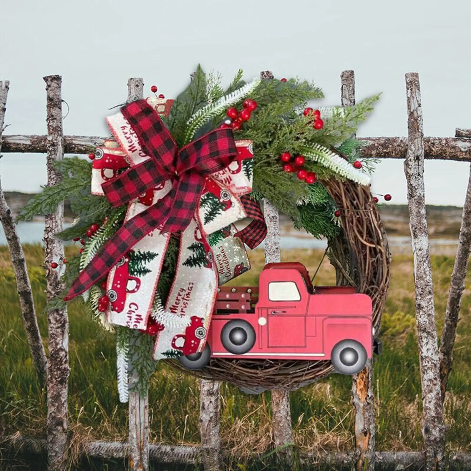 

2022 Рождественский венок, украшения для автомобиля, искусственные украшения, красная гирлянда, креативная дверь 35 см вечерние ринки с праздн...