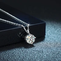 925 silver necklace pendant round cut 1 0ct white moissanite for women elegant necklace jewelry gifts