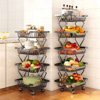floor mounted mobile storage rack folding vegetable fruit shelf multi layer kitchen rack with moving rollers fruit basket shelf
