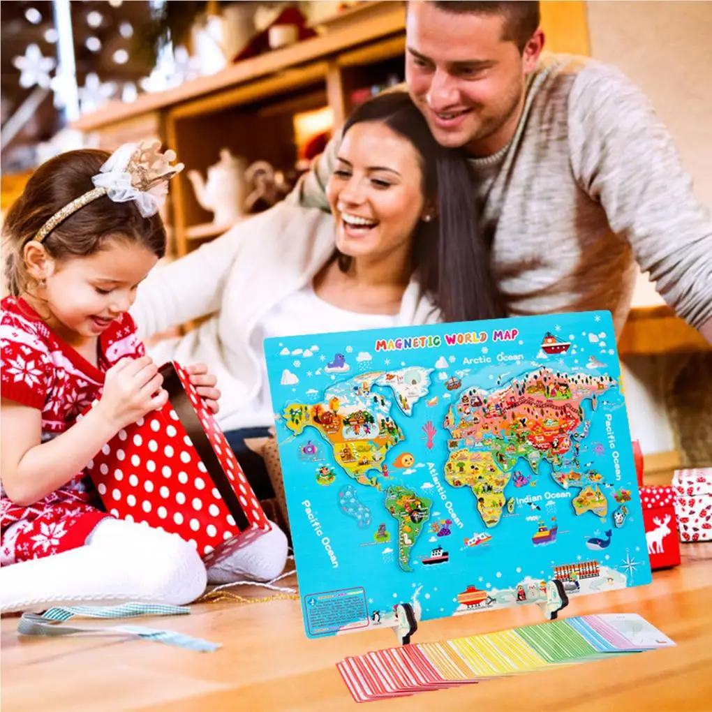 

World Map Wear-resistant Cute Magnetic Toy Reusable Waterproof Exquisite Plaything Wood Toys Early Learning Toys