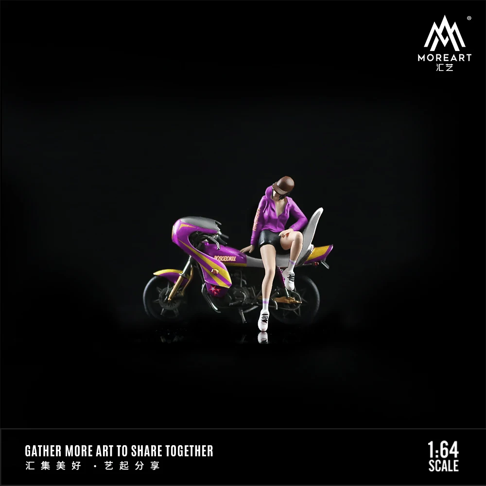 Больше Art1:64 Девушка-мотоцикл модель персонажа из смолы миниатюрное украшение