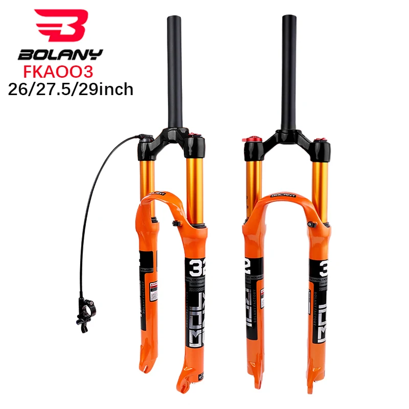 

Bike Fork Solo Air Orange MTB Bicycle Front Suspension Straight/Tapered RL/LO 26/27.5/29inch Magnesium Alloy QuickRelease BOLANY