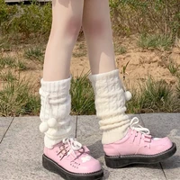 japanese lolita plush leg warmer calf socks kawaii legs warmers thigh furry white knitted socks