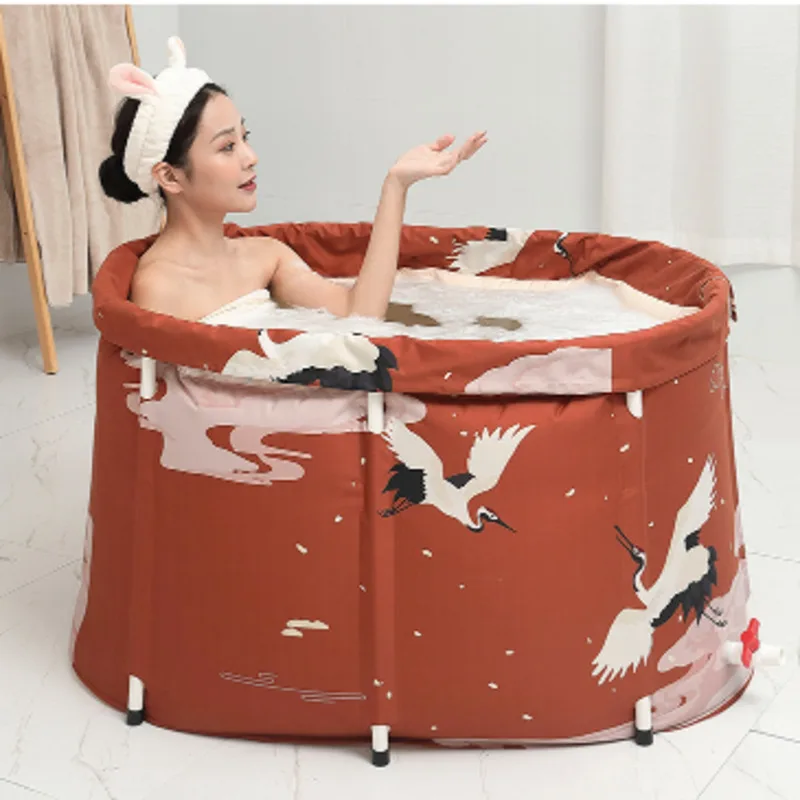 Household Portable Adult Foldable Bathtub Large Whole Body Sweat Steam Bath Tub PVC Foldable with Insulation Layer Bath Bucket