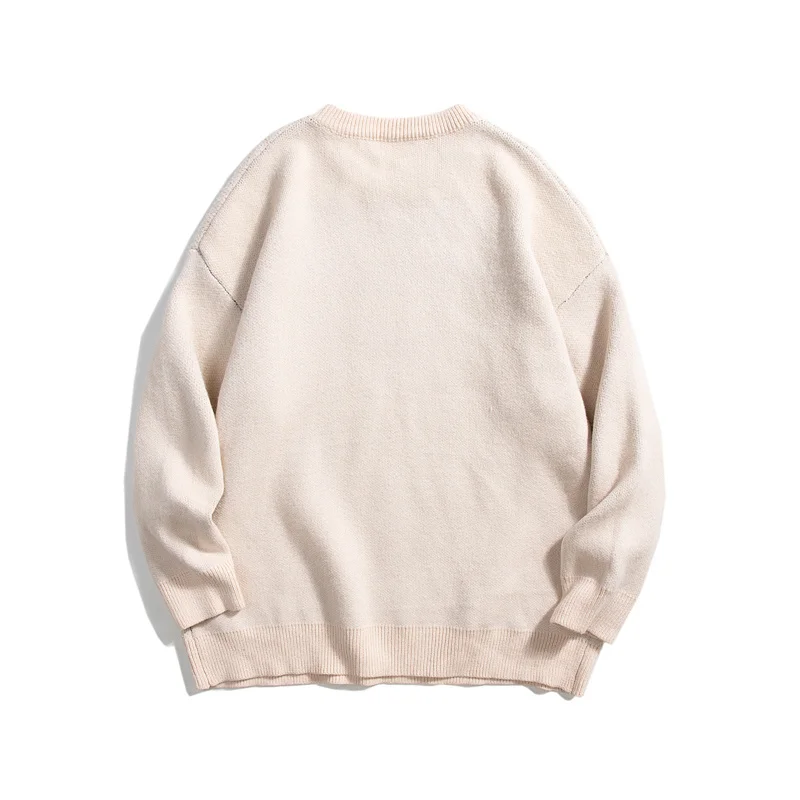 

Мужской Свитер оверсайз 2023, зимние вязаные свитера с графическим рисунком, пуловер в стиле Харадзюку, джемпер, мужской свитер цвета хаки в К...