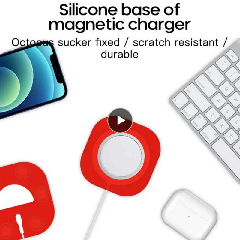 

Wireless Charger Silicone Base Desktop Charging Fall ProtectionBracket Suction Cup Suitable For IPhone12 Series Wireless Charger