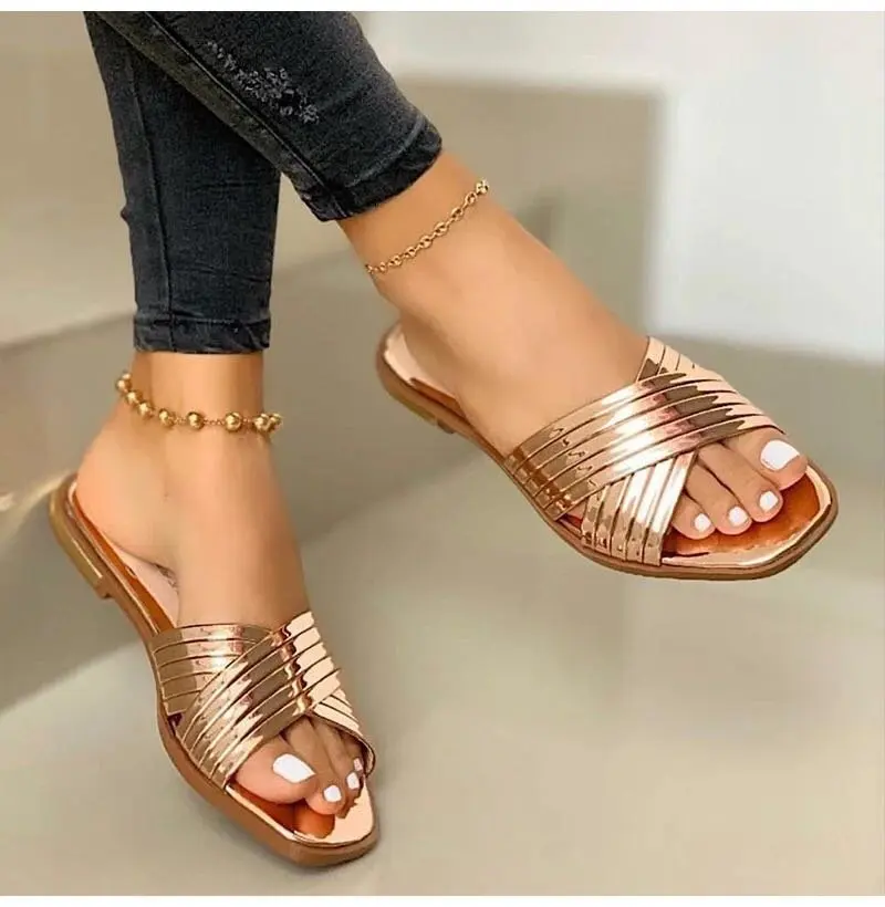 

Women Slippers 2023 Summer Outdoor Beach Flip-flop Sandals Solid Fashion Gladiator Sandals Women Flats Casual Ladies Shoes