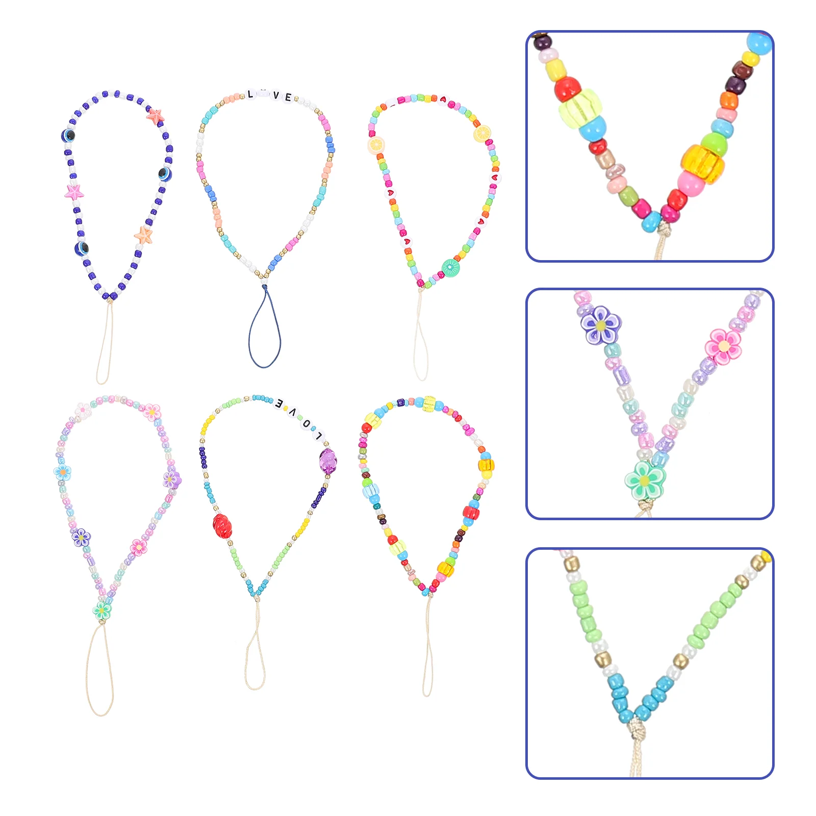 

6pcs Anti-lost Phone Wrist Straps Phone Charms Decorative Phone Lanyards for Friends
