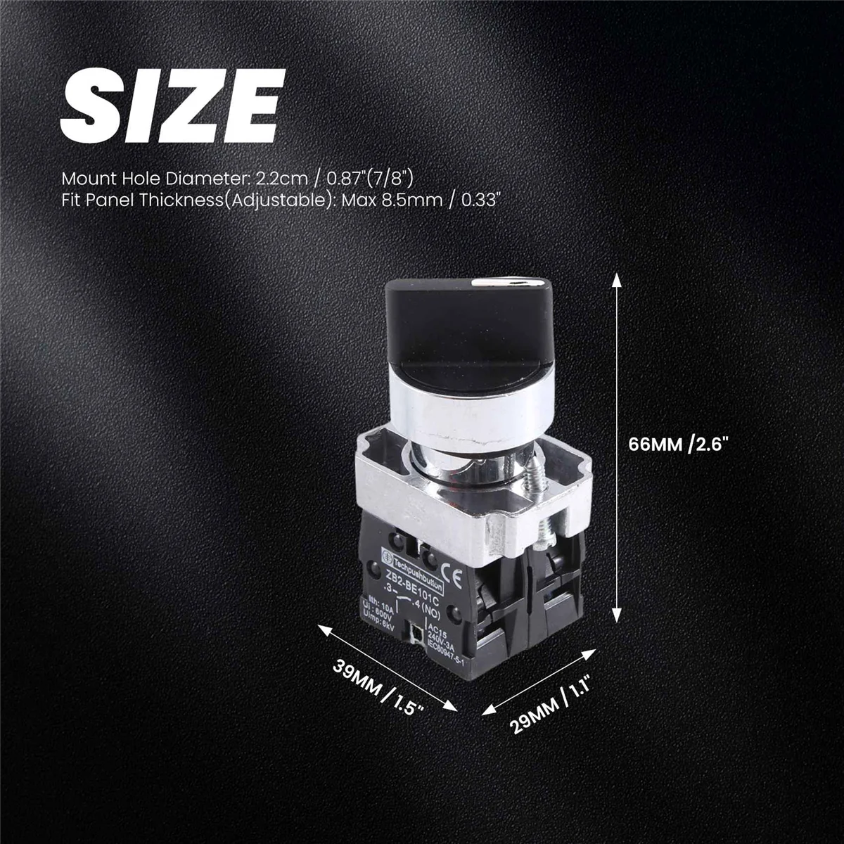 Фиксация 22 мм 2 № 3-позиционный вращающийся переключатель выберите цвет черный