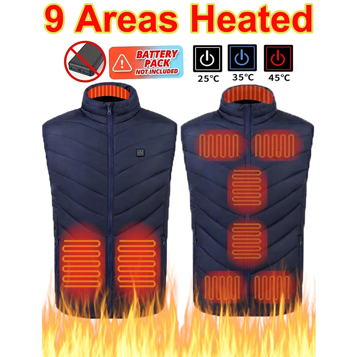 Жилет С Подогревом Для Мужчин И Женщин 15/13/9 Зон Электрический Обогреватель Тела