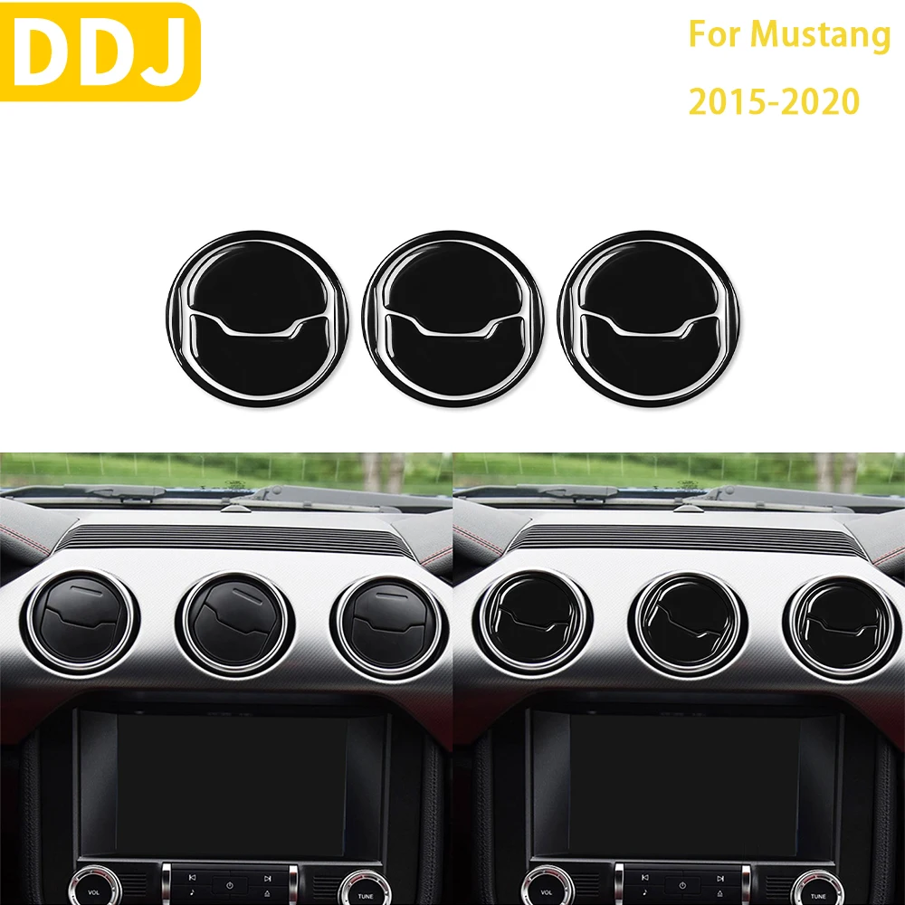 

Аксессуары для Ford Mustang 2015-2020, автомобильное пианино, черное внутреннее покрытие для центрального выпускного отверстия, пластиковое украшение