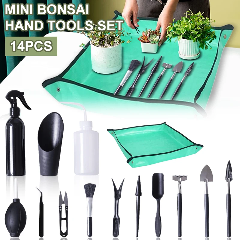 Succulent Plants Tool Set 8-14pcs Garden Planter Kit Houseplant Bonsai Hand Transplanting for Indoor Fairy Care Potting Cactus